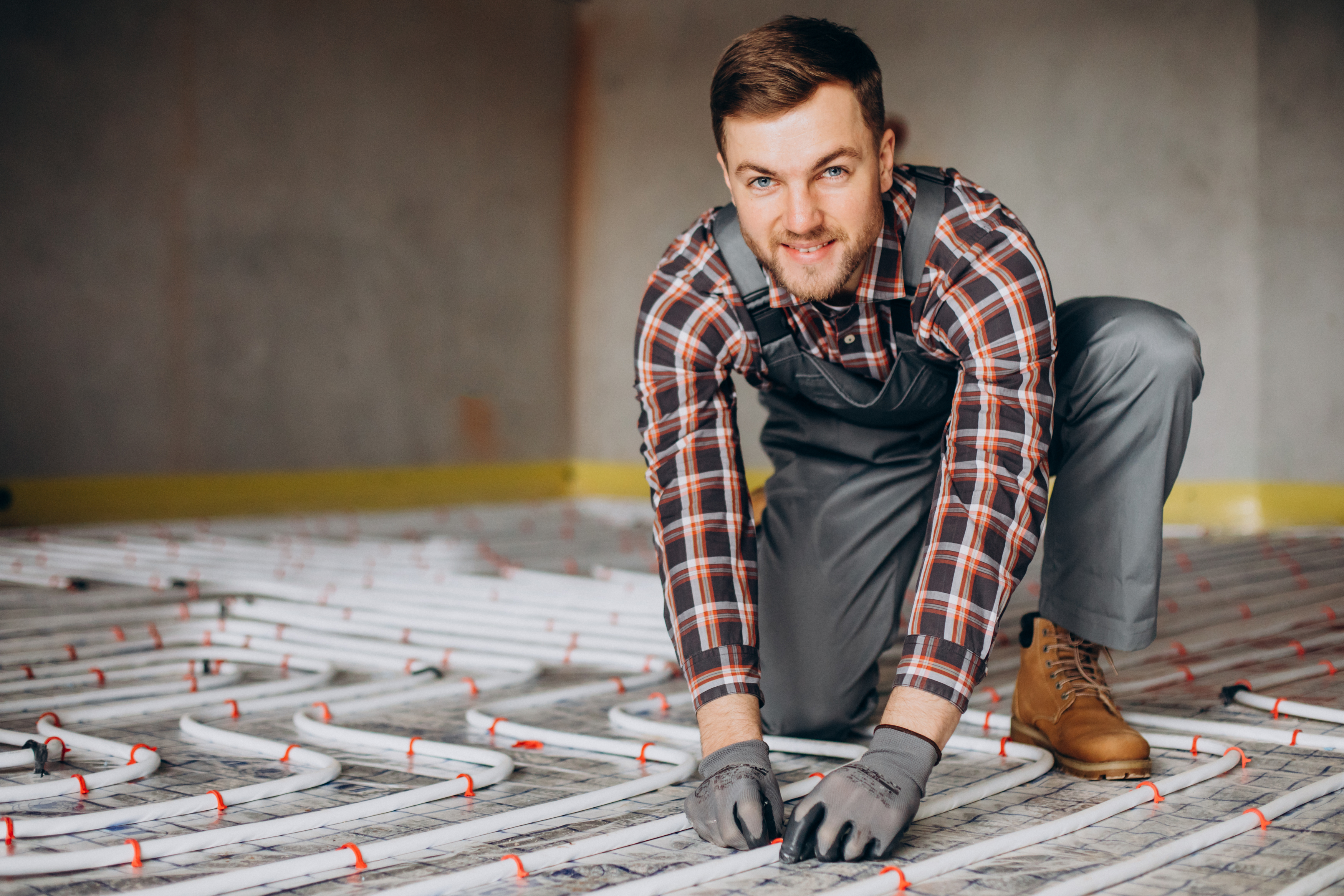 Service-man-inkomend huisverwarmingssysteemvloer