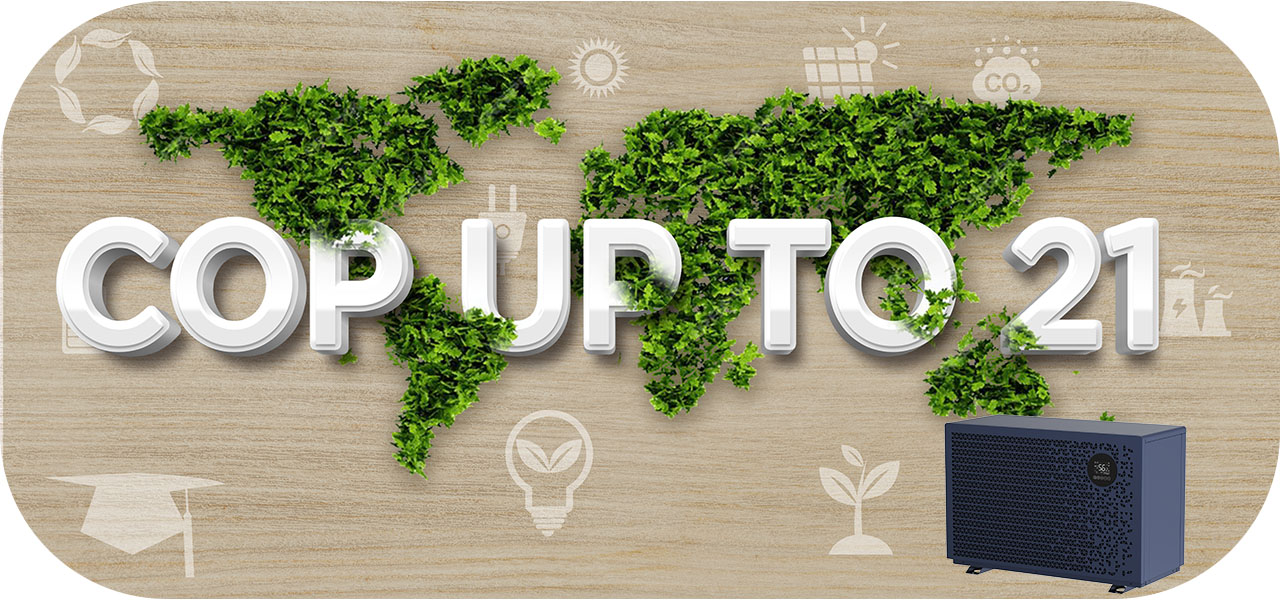 Zwembadwarmtepomp Hoog rendement COP tot 21