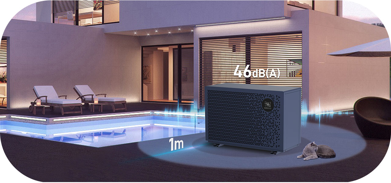 Zwembadwarmtepomp stil met slechts 46 dB(A)